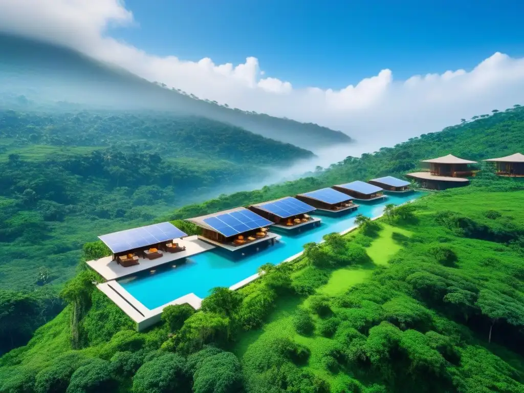 Paraíso ecológico: lujo sostenible entre naturaleza exuberante Un oasis de lujo y sostenibilidad en un complejo turístico ecológico internacional