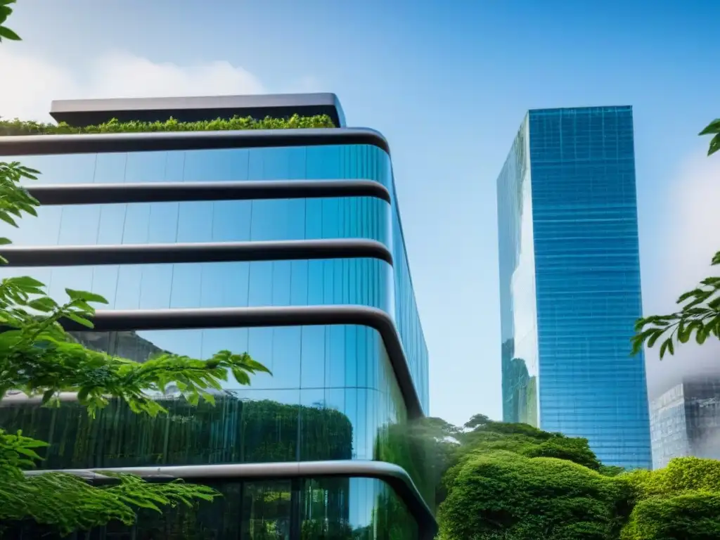 Edificio de oficinas futurista: innovación en blockchain Un oasis de innovación y progreso en el mercado inmobiliario internacional, con blockchain como eje central