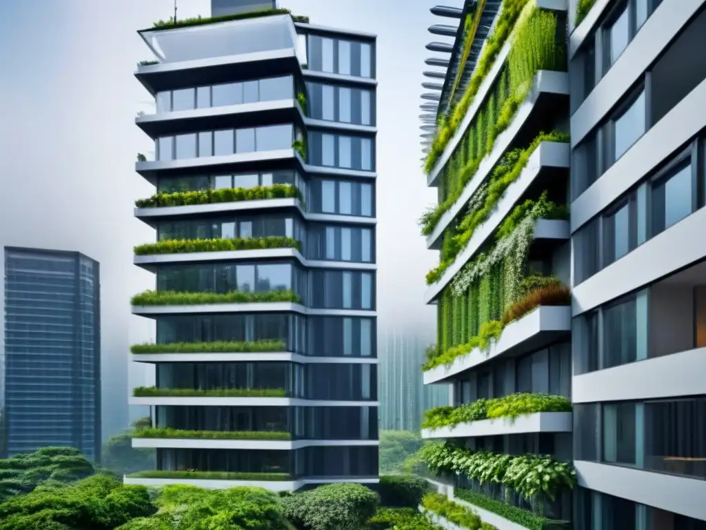 Edificio de lujo ecológico con paneles solares y jardines verticales Una obra maestra de arquitectura sostenible en inversiones: un edificio de lujo ecofriendly con paneles solares y jardines verticales