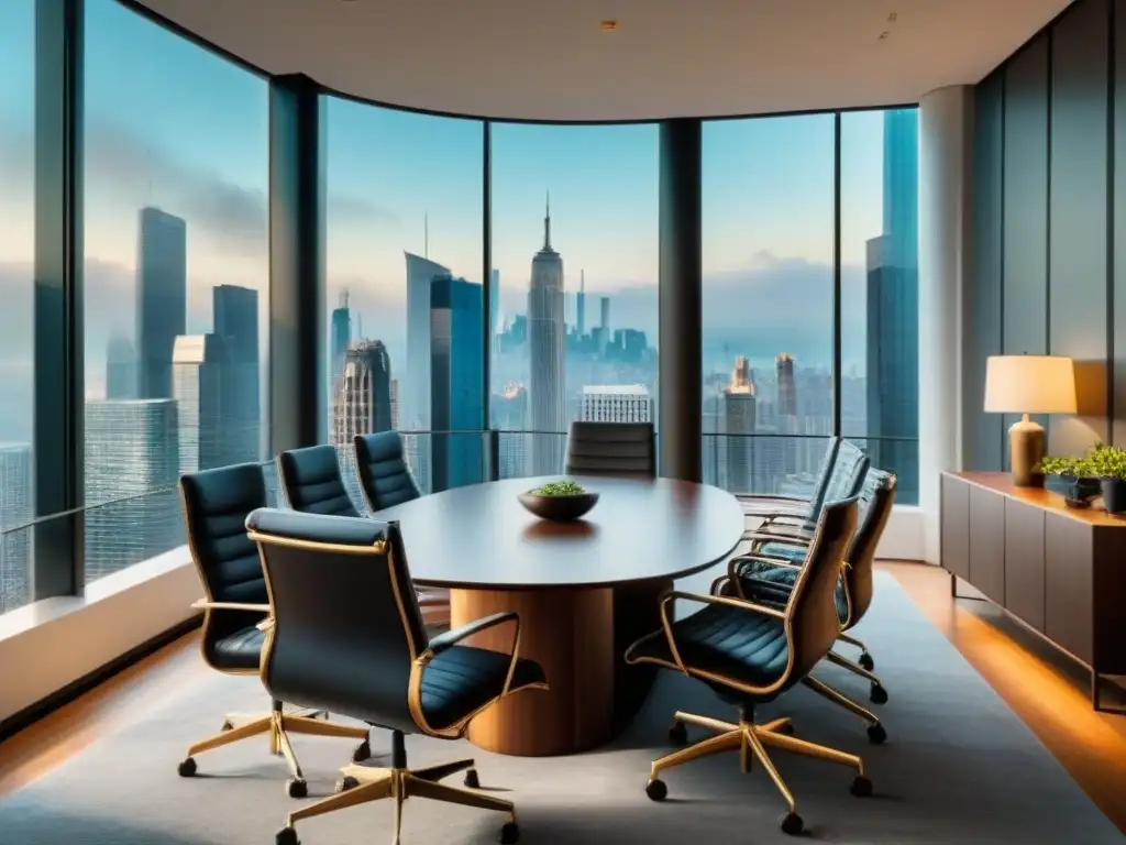 Oficina de abogados moderna con vista a la ciudad