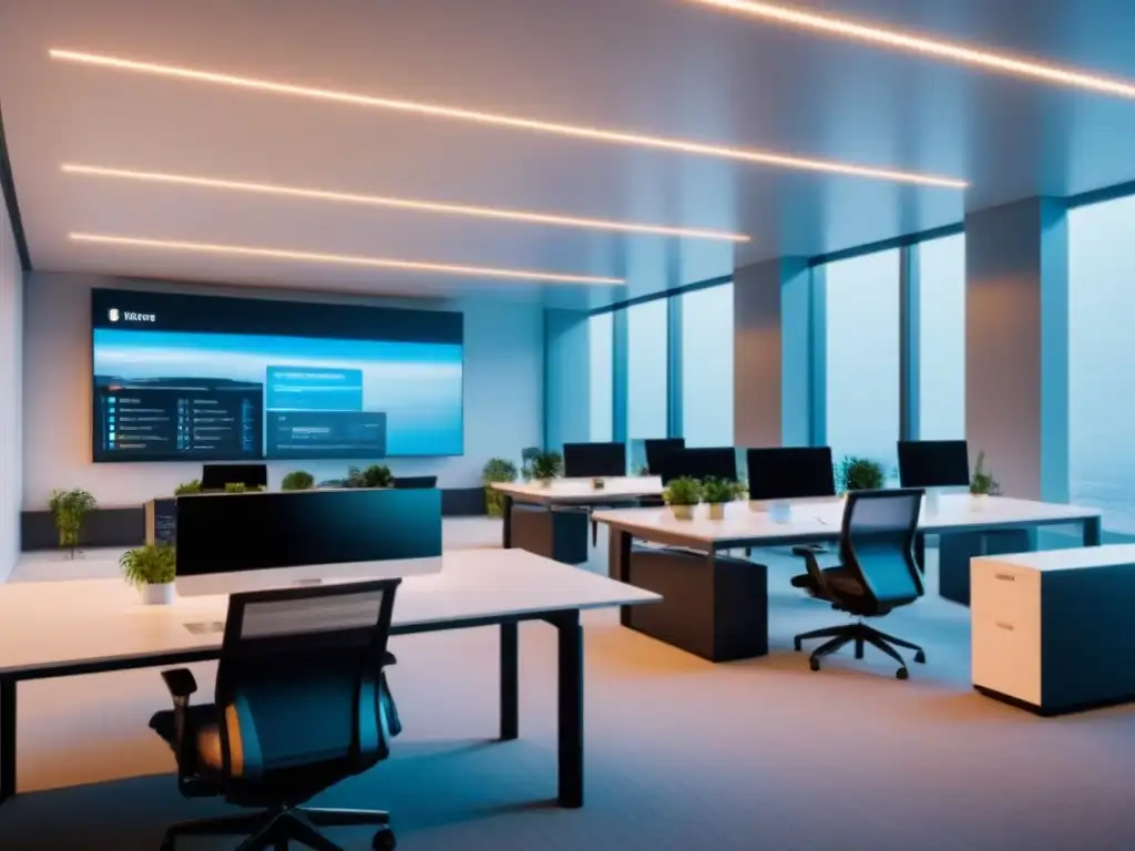 Oficina futurista con IoT en edificio comercial Oficina futurista en edificio comercial con IoT en bienes raíces comerciales