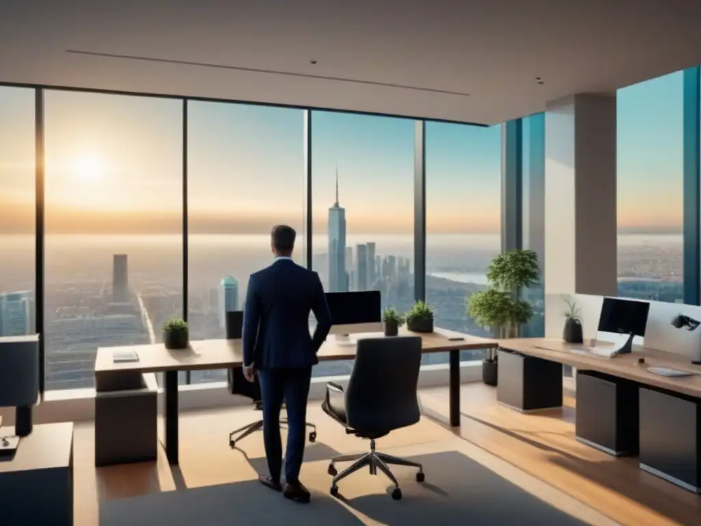 Oficina inmobiliaria internacional: innovación y colaboración Oficina inmobiliaria internacional moderna, vibrante y colaborativa, conectada globalmente