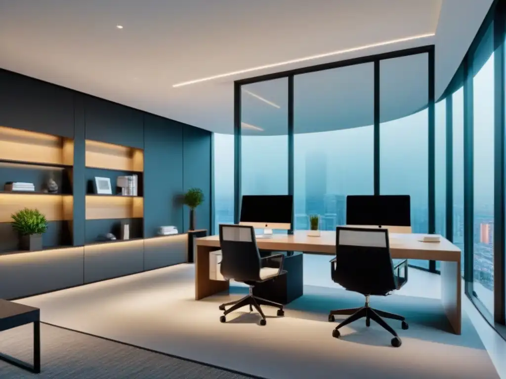 Oficina inmobiliaria moderna y minimalista Oficina inmobiliaria moderna con diseño minimalista y branding internacional coherente