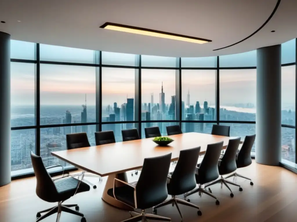 Oficina de lujo con vista a la ciudad: moderna y sofisticada Oficina lujosa con vista a la ciudad para Sinergia postfusión inversionistas inmobiliarios