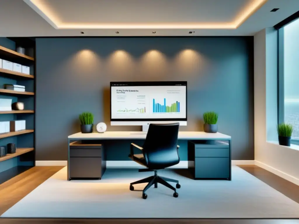 Oficina de administración de propiedades: diseño minimalista y profesional Oficina moderna para mejor mantenimiento propiedades compartidas, ambiente profesional e eficiente