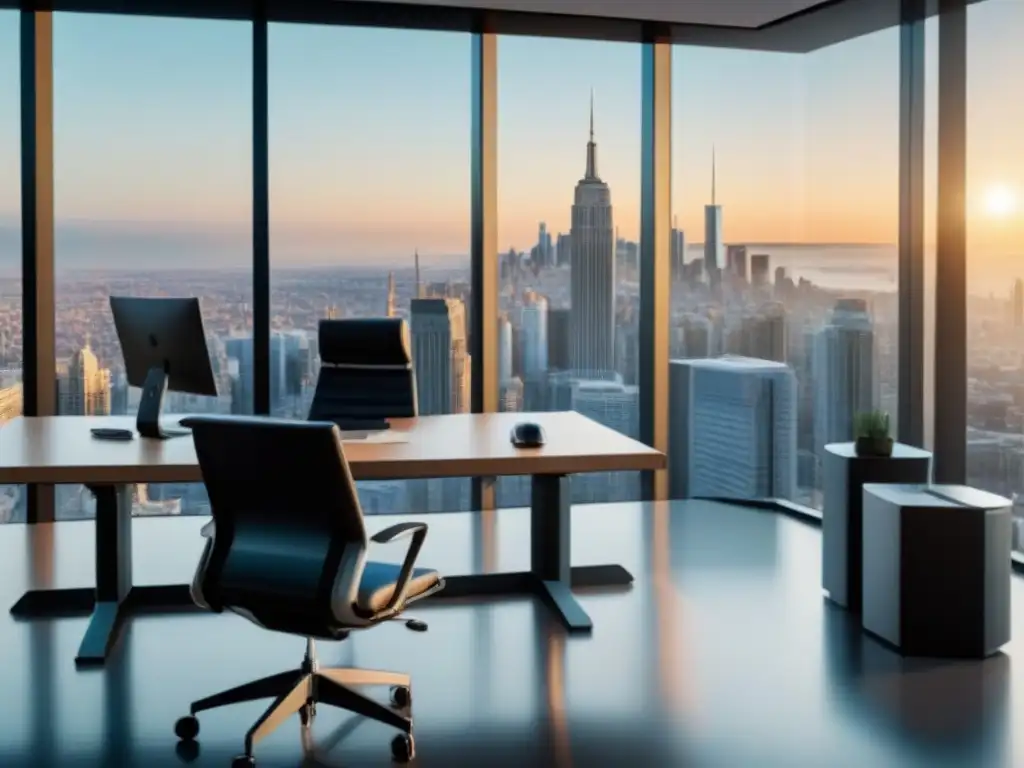 Oficina moderna 8k con vista panorámica de ciudad Oficina moderna con opciones de financiamiento para inversionistas