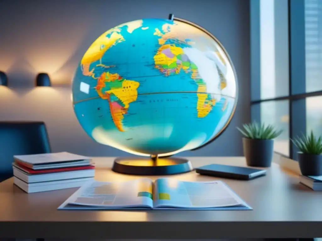 Oficina global: estrategias inmobiliarias en un espacio moderno y dinámico Oficina moderna y vibrante para el Storytelling estrategia marketing vender propiedades