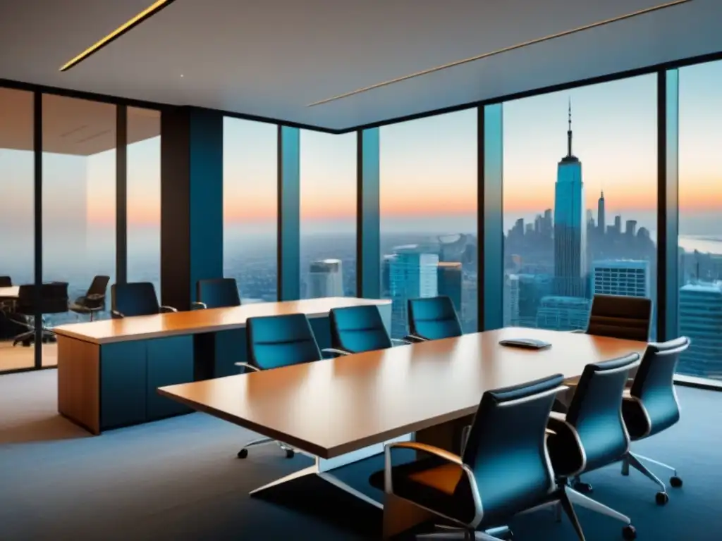 Oficina moderna con vista panorámica: inversión en timeshares Oficina moderna con vista a la ciudad, destinos tiempo compartido inversión global