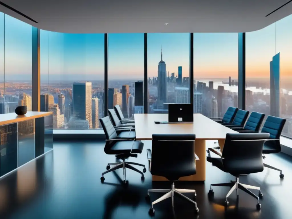 Oficina moderna en distrito financiero: elegancia y profesionalismo Oficina moderna con vista a distrito financiero, ideal para analizar Rentabilidad REITs vs opciones inversión