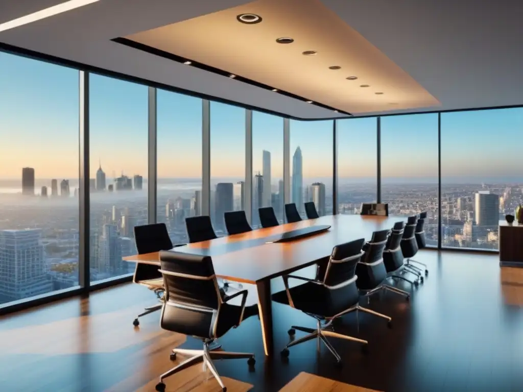 Oficina moderna con vista panorámica: inversión inmobiliaria Oficina moderna con vista panorámica de la ciudad para mejorar estrategias salida inversiones inmobiliarias