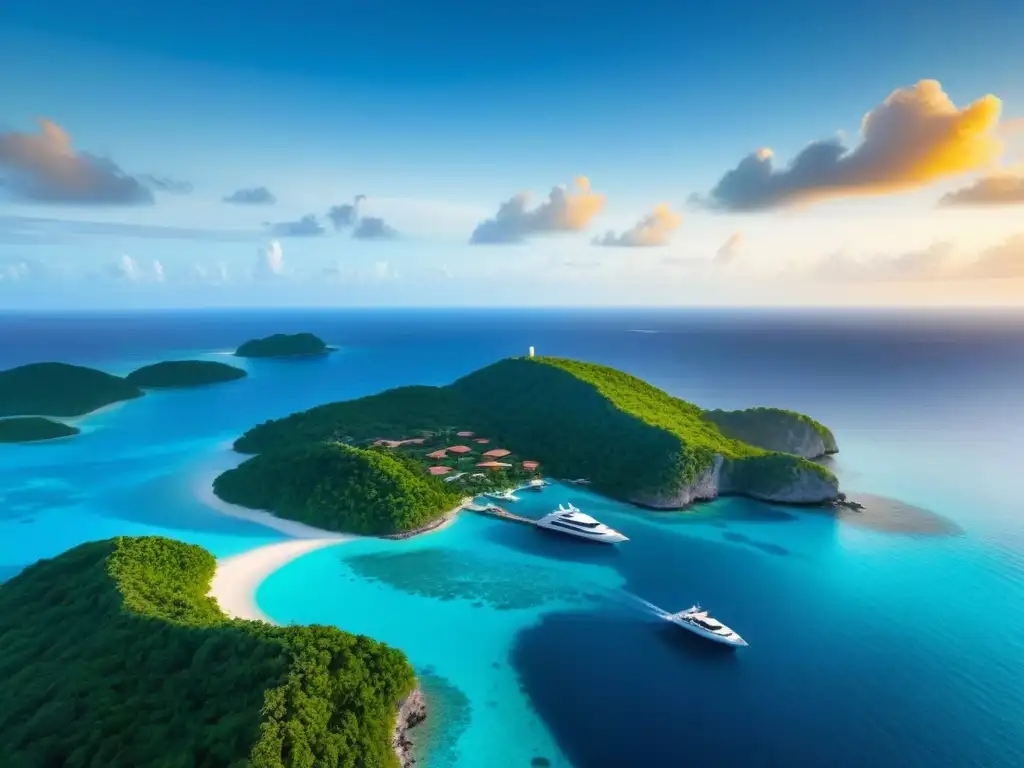 Paraísos privados: opulencia y exclusividad en isla de ensueño Oportunidad de invertir en isla privada mercado: exclusividad, lujo y belleza en un paraíso exclusivo al atardecer