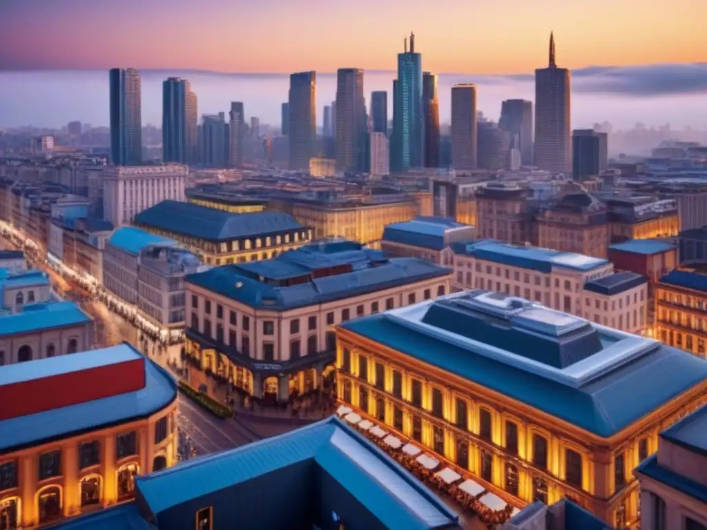 Contrastes urbanos: ciudad histórica y moderna en 8k Oportunidades inmobiliarias en ciudades en revitalización con contrastes entre lo antiguo y lo moderno, reflejando el potencial de inversión