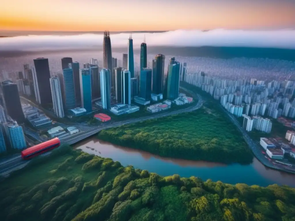 Metrópolis latinoamericana: modernidad y energía urbana Oportunidades de inversión inmobiliaria en América Latina: Ciudad moderna con rascacielos y vibrante energía urbana