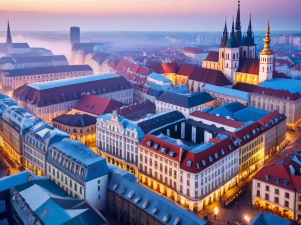 Contraste urbano: tradición e innovación en Europa del Este Oportunidades de inversión inmobiliaria en Europa: Ciudad europea vibrante con arquitectura histórica y modernos rascacielos