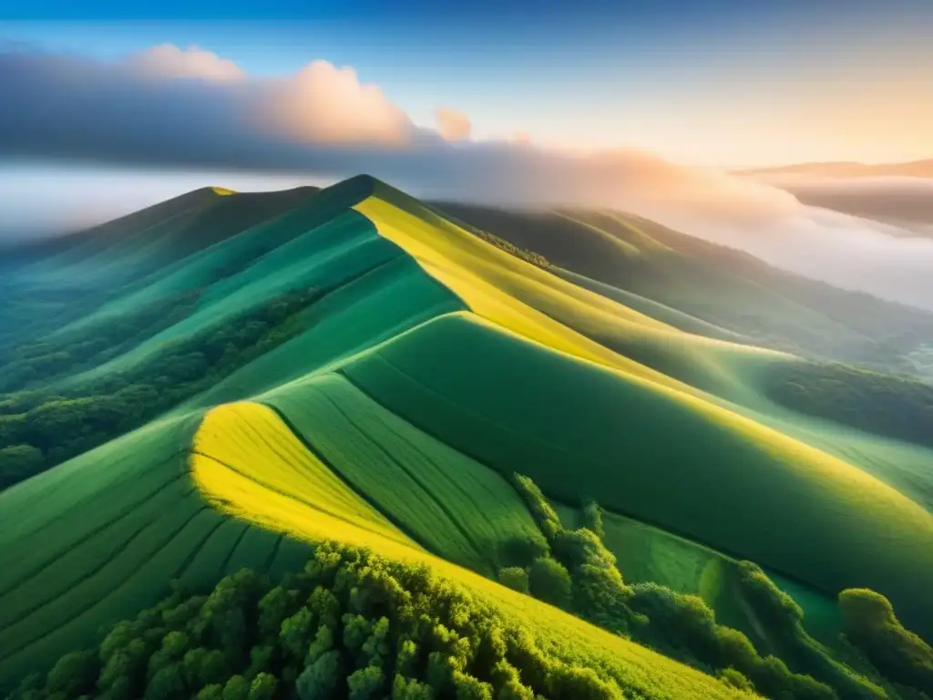 Tierra virgen: potencial de desarrollo en paisaje natural Oportunidades de inversión en terrenos sin desarrollar: paisaje vasto y virgen bañado por la luz dorada del sol