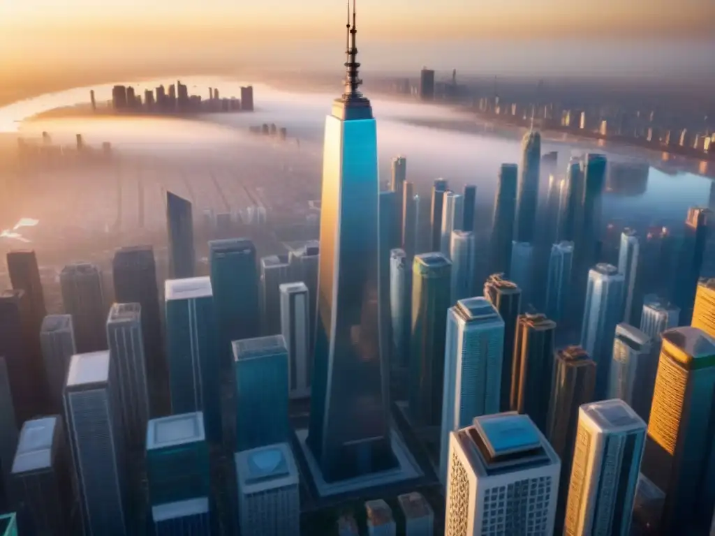 Metrópolis futurista en mercado emergente: 8k ultra detallado Explora oportunidades nichos inmobiliarios en mercados emergentes con urbano futurista al atardecer