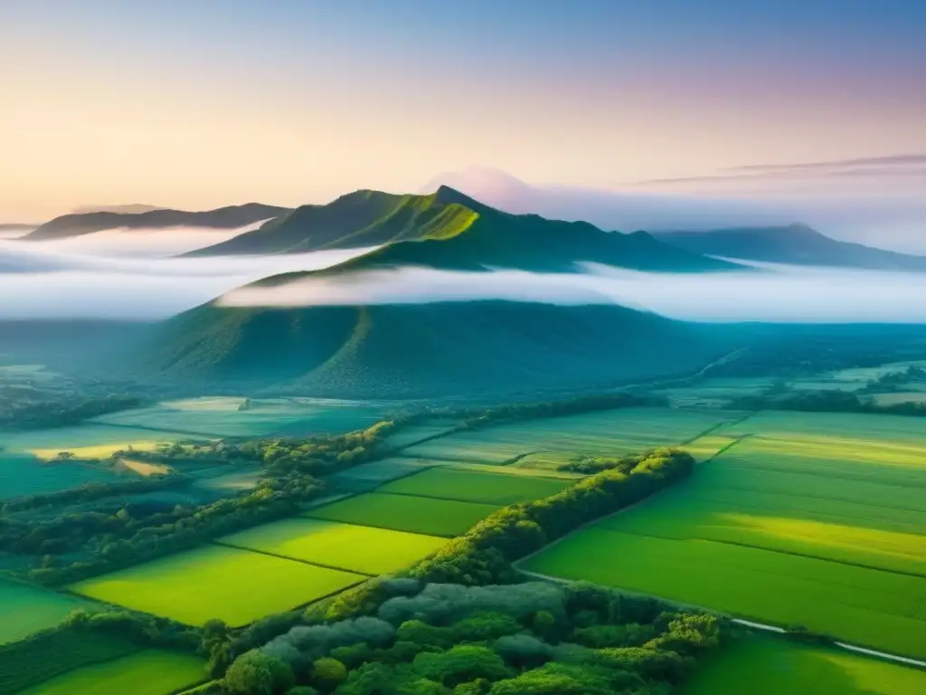 Vista aérea: diversidad de propiedades en el mundo moderno Paisaje diverso que destaca diferentes regímenes de propiedad de la tierra en un mundo moderno, mostrando la importancia de estos para los inversores