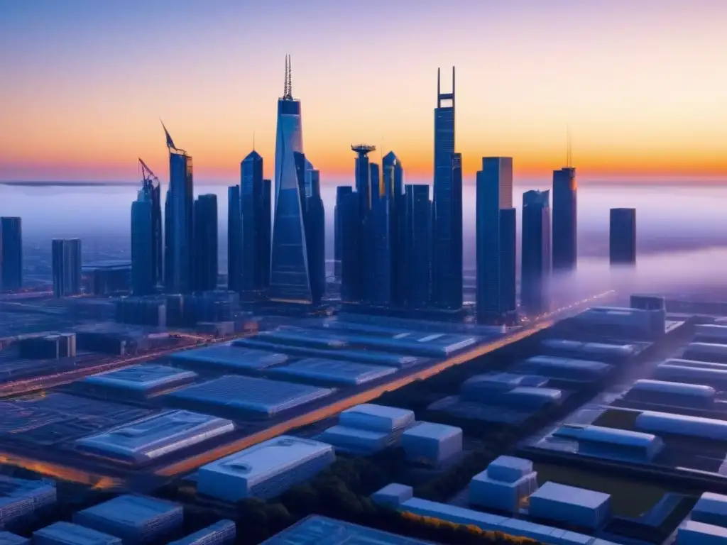 Skyline futurista 8k con PropTech innovador Un paisaje futurista con tecnología PropTech revolucionando inversiones inmobiliarias