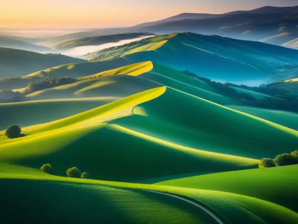 Oportunidad de inversión en tierras vírgenes: vista aérea impresionante Un paisaje impresionante de colinas verdes bajo un cielo azul, destacando el potencial de inversión en terrenos sin desarrollar