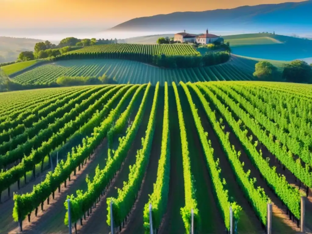 Viñedos infinitos: lujo y potencial en inversiones Un paisaje impresionante de viñedos bajo el cielo azul