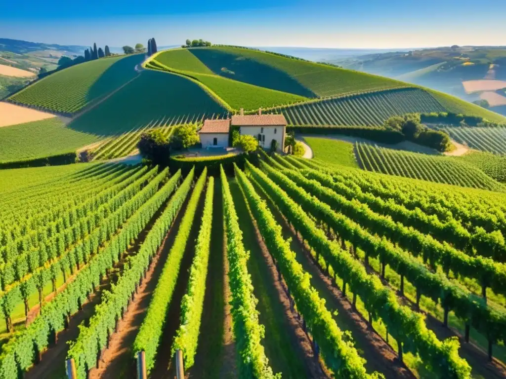 Viñedos exuberantes: belleza y potencial en la industria del vino Un paisaje impresionante de viñedos verdes bajo el sol, ideal para inversionistas bodegas viñedos mercado internacional