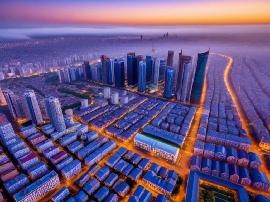 Horizonte urbano en África: fusión tradicional-moderna Paisaje urbano africano con tendencias de construcción del mercado inmobiliario en África