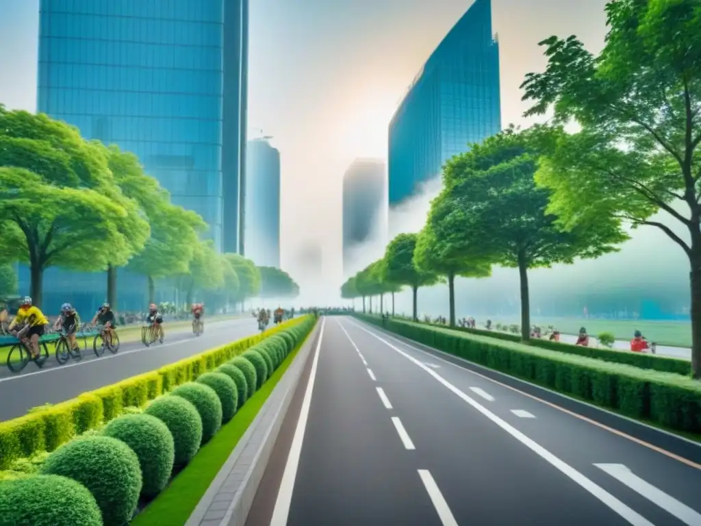 Metrópolis verde: armonía entre naturaleza y ciudad Paisaje urbano con áreas verdes destacando la importancia de su integración en el desarrollo urbano