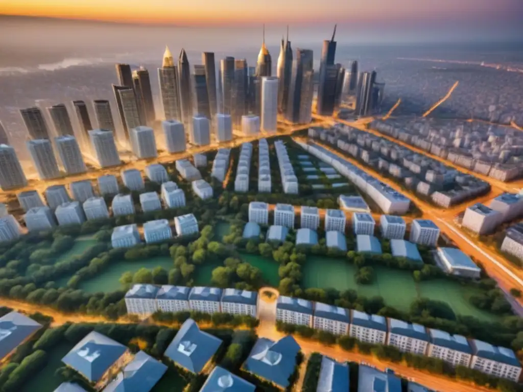 Horizonte urbano emergente: rascacielos y tradición Un paisaje urbano dinámico en un mercado inmobiliario emergente, con contrastes arquitectónicos y oportunidades de inversión