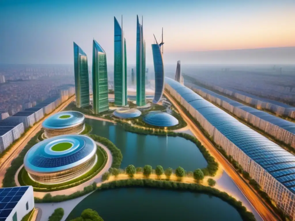 Metrópolis Futurista: Desarrollos Inmobiliarios Innovadores en Europa del Este Un paisaje urbano futurista en Europa del Este con desarrollos inmobiliarios innovadores