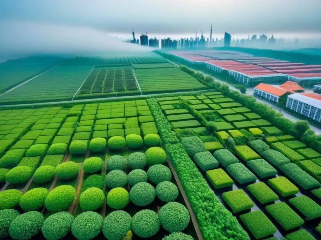Metrópolis ecofuturista: arquitectura sostenible y naturaleza Un paisaje urbano futurista y ecológico con edificios sostenibles, techos verdes y paneles solares