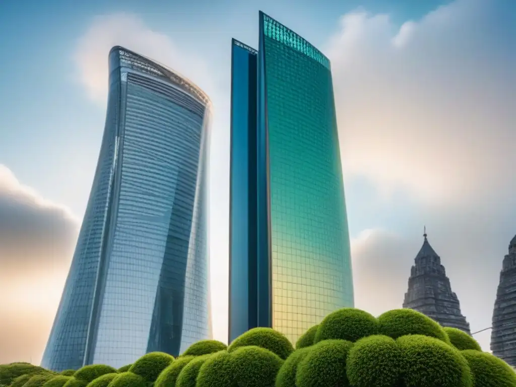 Arquitectura futurista fusionando diseño tradicional con modernidad Un paisaje urbano futurista que fusiona elementos tradicionales de Europa del Este con estructuras modernas