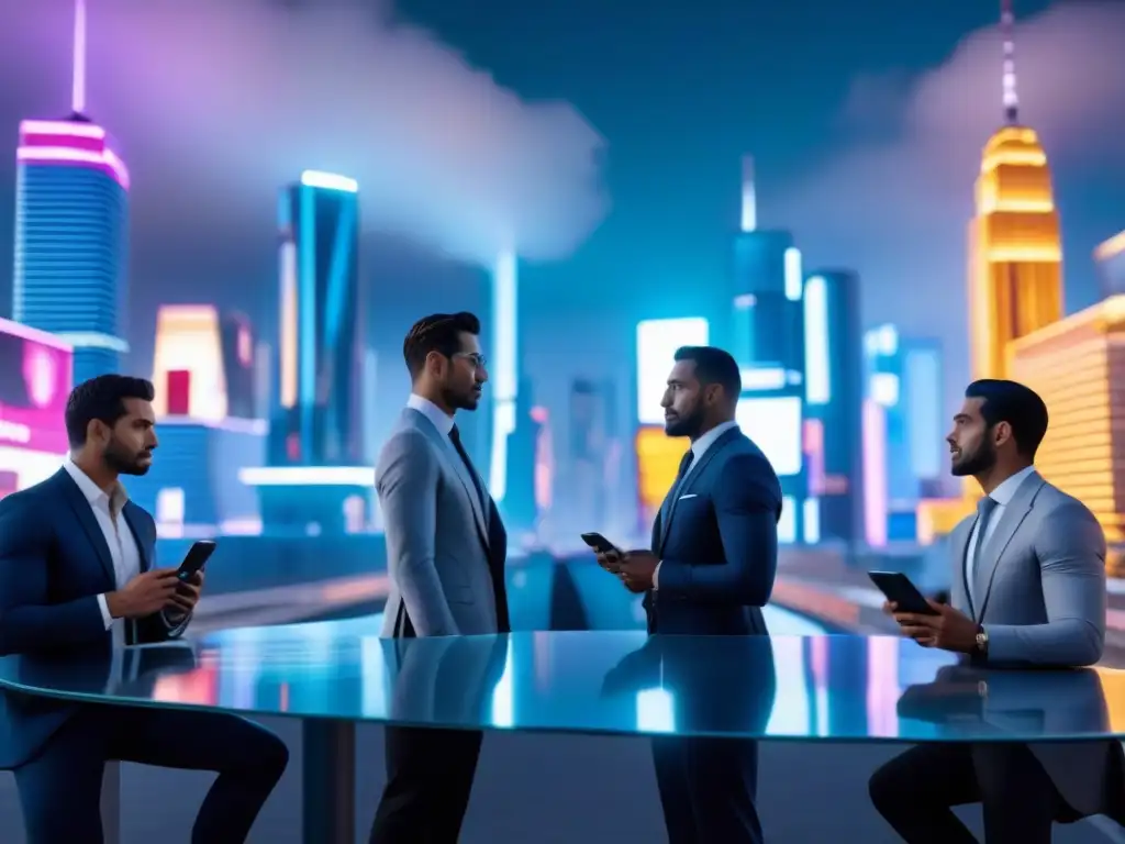 Metrópolis futurista: luces neón, hologramas y negocios Un paisaje urbano futurista con impacto adquisición ForRent
