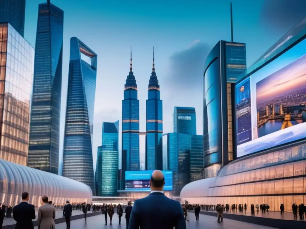 Metrópolis futurista postBrexit: fusión de tradición y innovación Un paisaje urbano futurista con impacto Brexit en inversión inmobiliaria global
