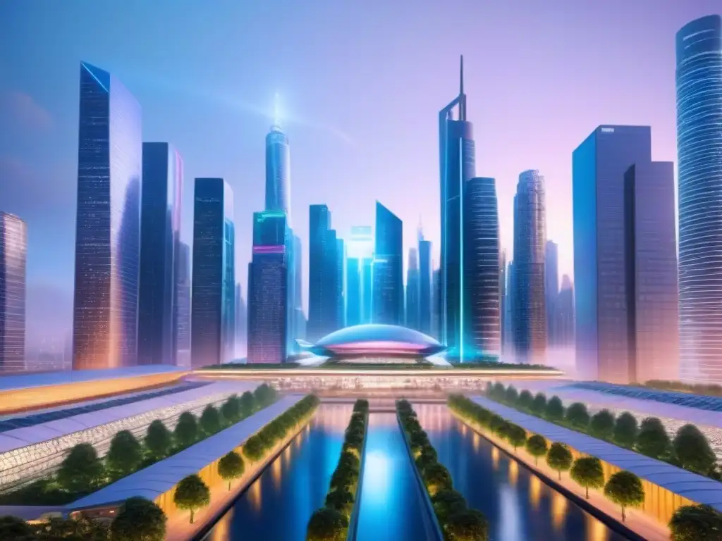 Cityscape futurista 8k: arquitectura moderna y sostenible Un paisaje urbano futurista con preferencias inmobiliarias para generaciones internacionales