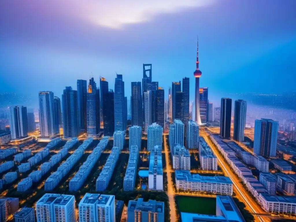 Metrópolis moderna: skyline dinámico del mercado inmobiliario internacional Un paisaje urbano impresionante que refleja el dinamismo del mercado inmobiliario internacional