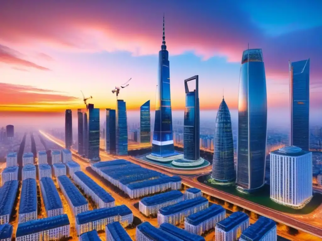Horizonte urbano: fusión arquitectónica entre pasado y futuro Un paisaje urbano moderno con arquitectura europea tradicional y rascacielos futuristas en contraste, simbolizando la inversión inmobiliaria internacional regulaciones alquiler