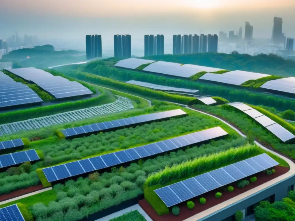 Cityscape sostenible: armonía entre naturaleza y arquitectura Un paisaje urbano moderno con certificaciones ambientales en el mercado inmobiliario