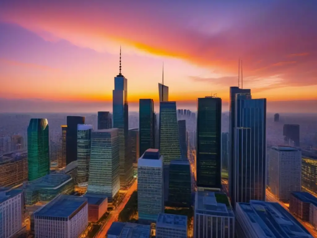 Skyline urbano moderno con profesionales: seguro de desastres Un paisaje urbano moderno con los mejores seguros para propiedades comerciales internacionales