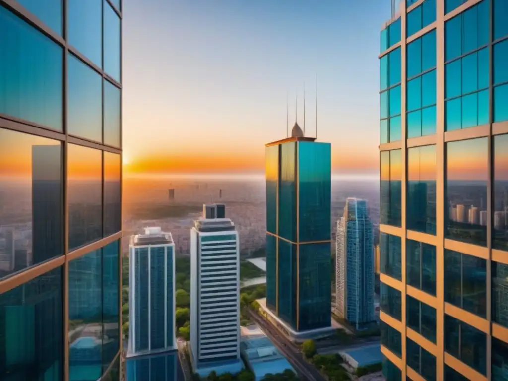 Horizonte urbano vibrante en mercado emergente Un paisaje urbano vibrante con desarrollos inmobiliarios integrados en mercados emergentes