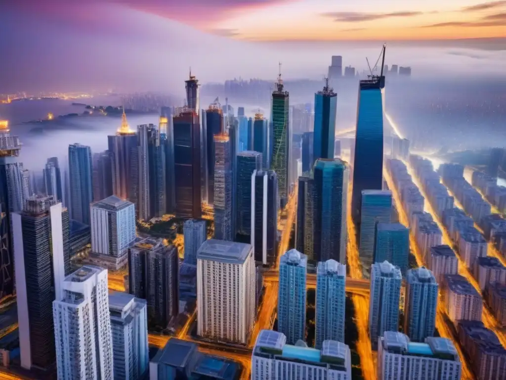 Vibrante ciudad emergente: oportunidades de inversión global Un paisaje urbano vibrante en mercados inmobiliarios emergentes invita a la inversión global