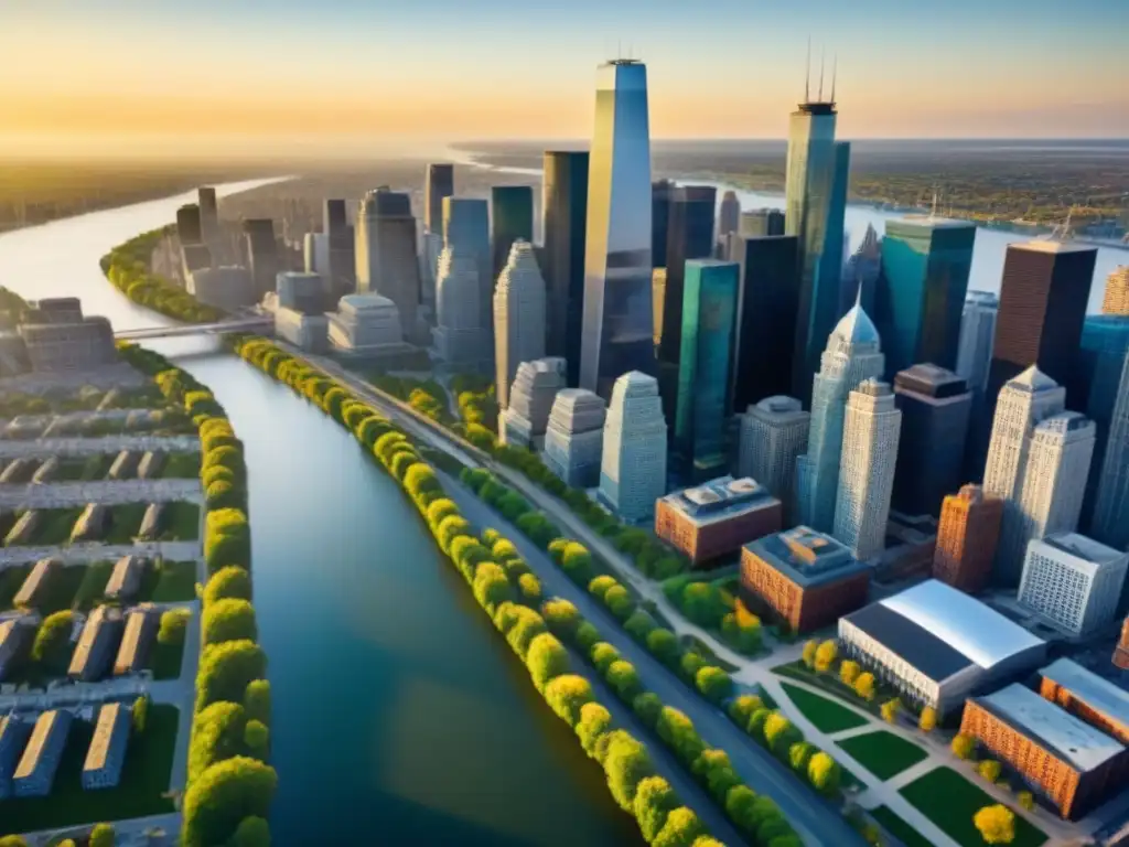 Horizonte urbano vibrante en América del Norte: oportunidades de inversión Un paisaje urbano vibrante en Norteamérica, con rascacielos modernos y edificios históricos
