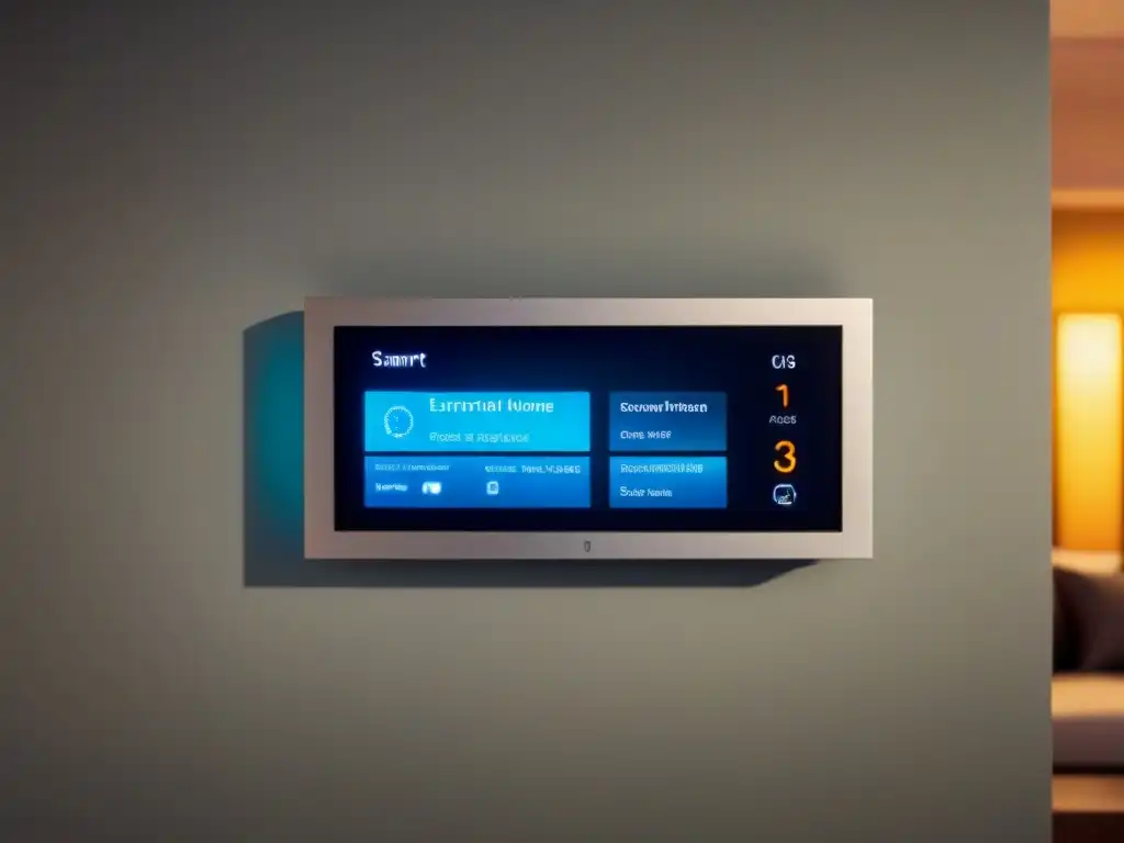 Panel de control inteligente para hogar moderno Panel de control de casa inteligente moderna en mercado de alquiler, con funciones avanzadas y diseño minimalista futurista