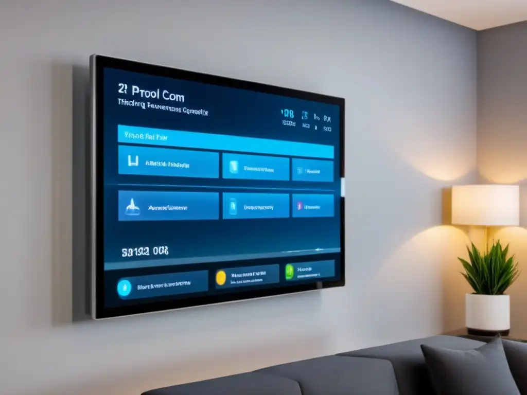 Centro de control de hogar inteligente futurista y elegante Panel de control futurista en casa inteligente, refleja tecnología avanzada