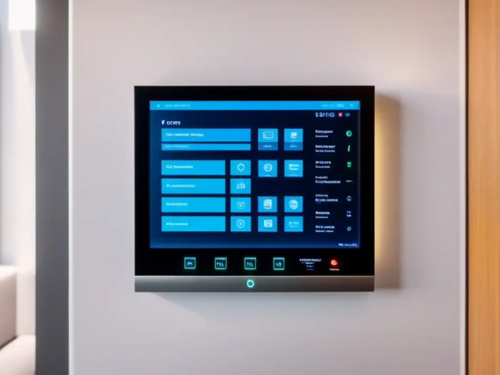 Panel de control domótico futurista para propiedades de alquiler Panel de control futurista detallado con tecnología avanzada para la gestión de propiedades de alquiler