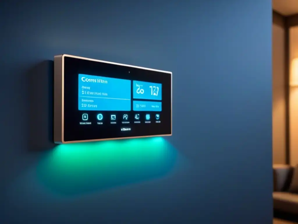 Panel de control inteligente en casa moderna, con funciones de ahorro energético