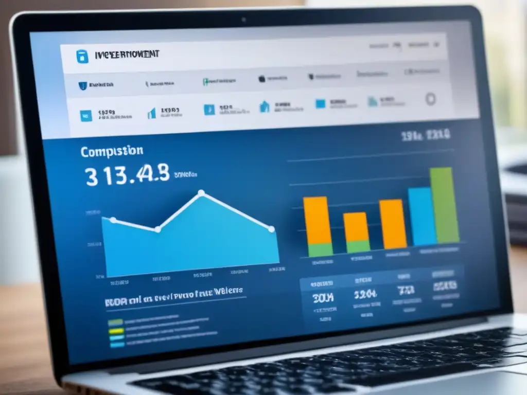 Tablero de analíticas inmobiliarias en tiempo real Panel de control moderno de email marketing para inversores internacionales en pantalla de alta resolución