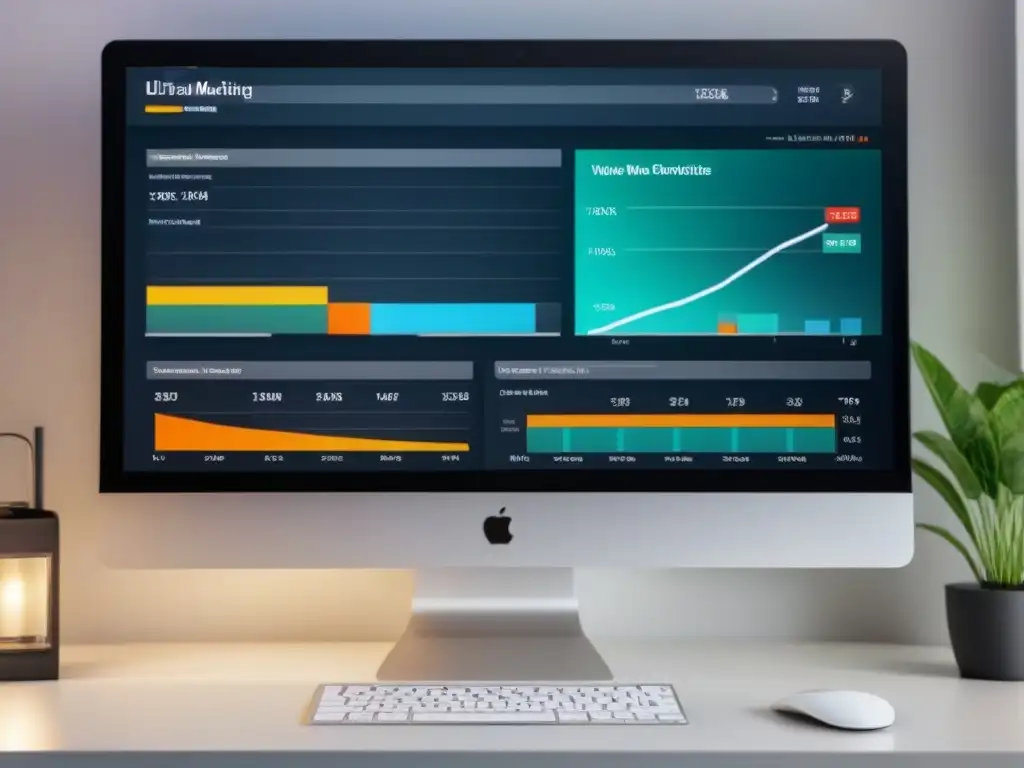 Tablero de marketing digital: análisis de alquileres vacacionales en 8k Panel de marketing digital detallado con métricas de estrategias promocionales alquiler vacacional