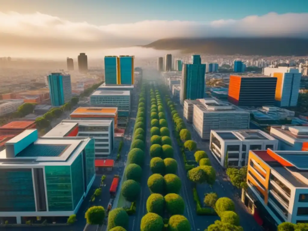 Cityscape en México: Impacto de subsidios en el mercado inmobiliario Panorámica detallada de ciudad mexicana con modernos edificios, reflejando subsidios del gobierno en mercado inmobiliario México