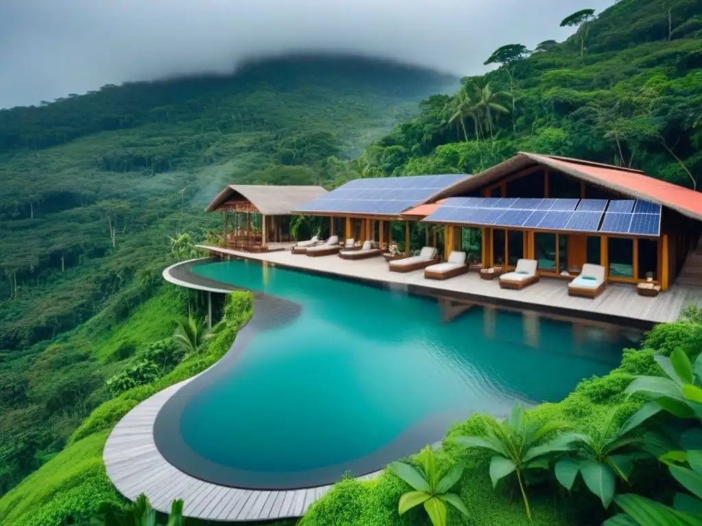 Paraíso ecológico: resort sostenible en selva tropical Un paraíso ecoamigable en medio de la naturaleza exuberante