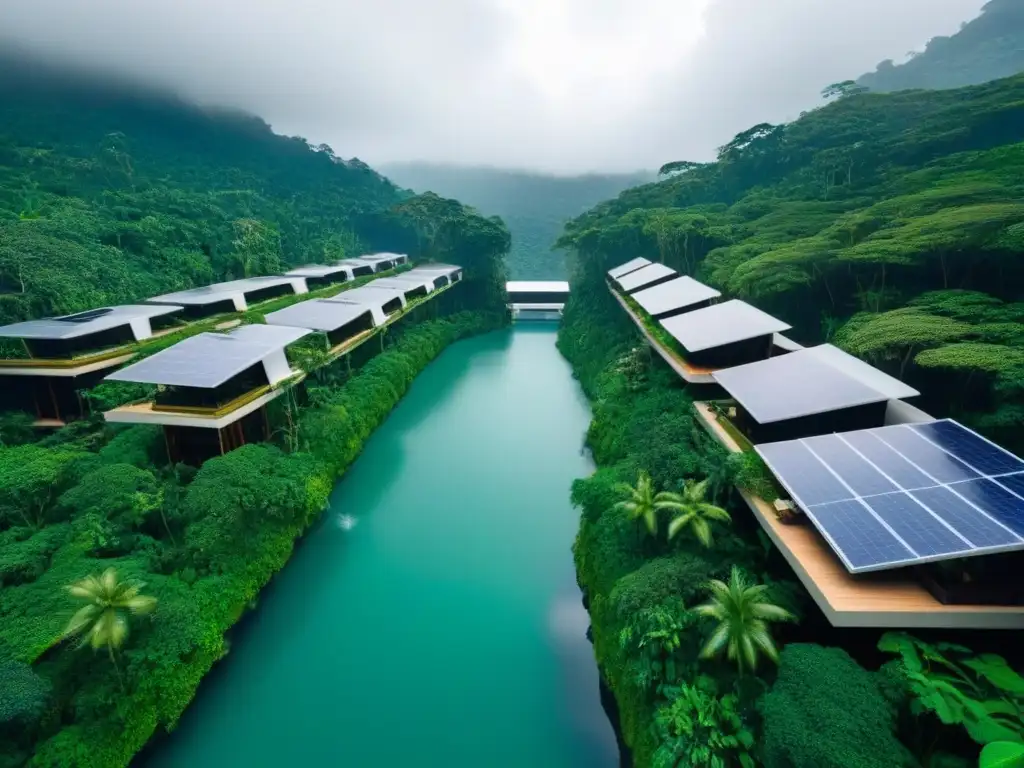 Complejo ecológico futurista en selva tropical exuberante Un paraíso ecoamigable en la selva tropical para inversionistas globales en complejos turísticos ecológicos